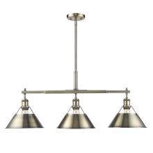  3306-LP AB-AB - Orwell AB 3 Light Linear Pendant in Aged Brass with Aged Brass shades